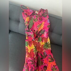 Farm Rio pink leopard tropical maxi dress